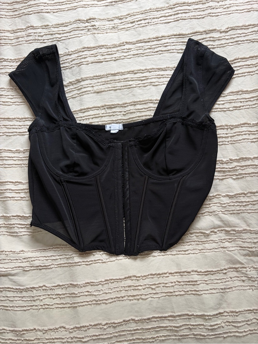 Garage Black Corset-Style Bustier Top